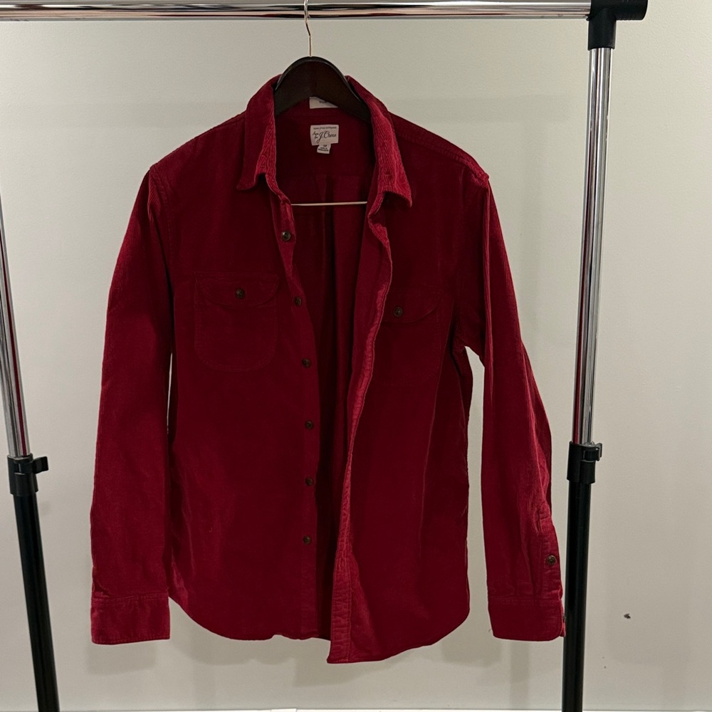 J. Crew Men's Deep Red Corduroy Shirt Jacket
